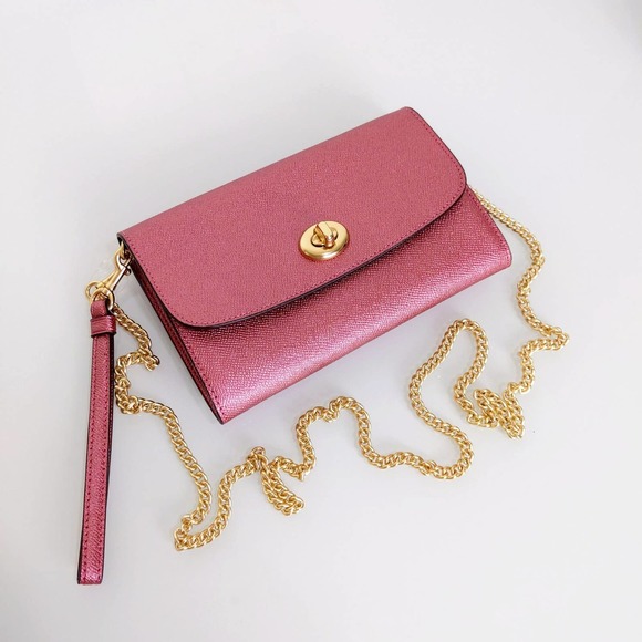 Coach Leather Chain Crossbody Bag Wristlet